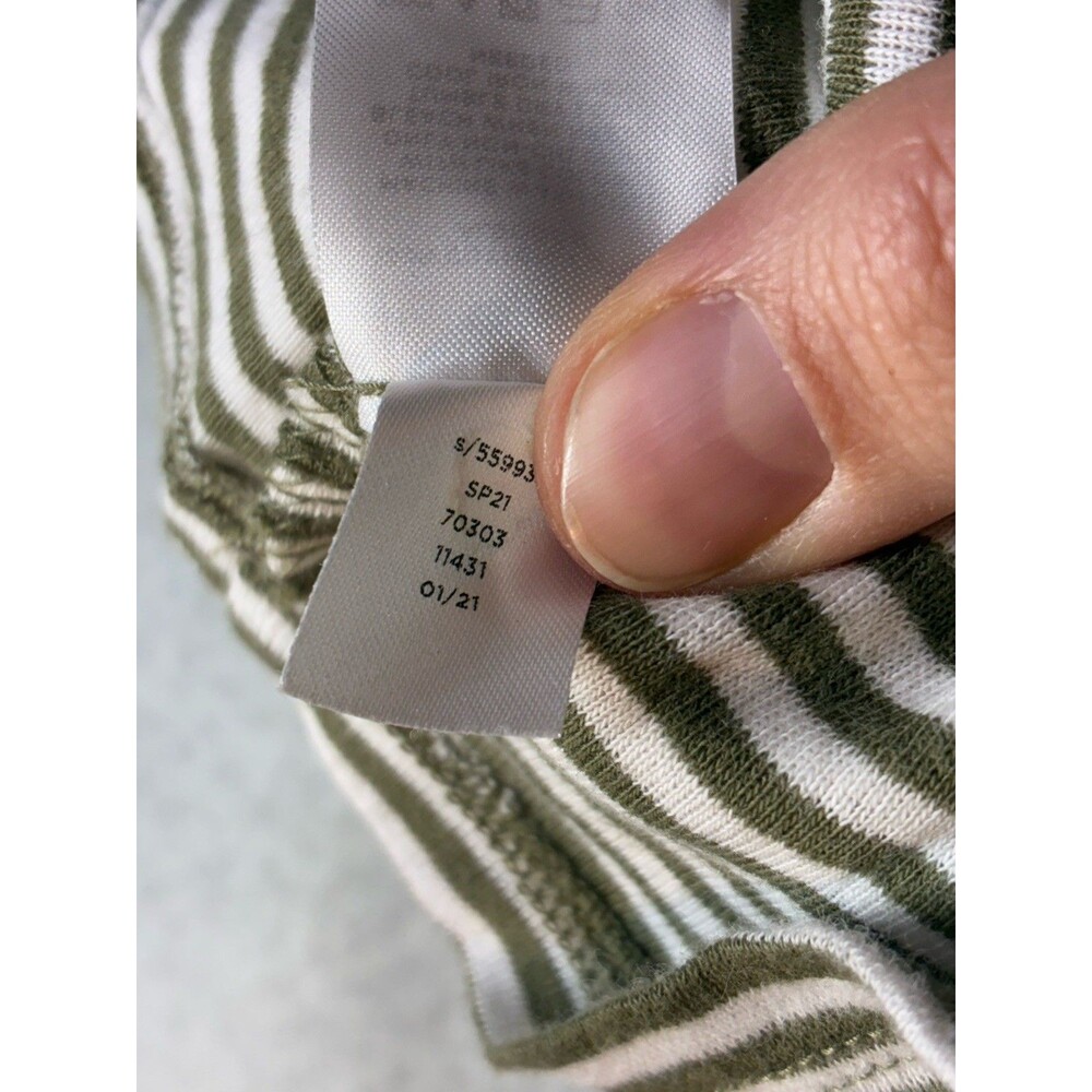 Loft Tank Top Sz M Olive Green Cotton Stripe Retro Summer Casual - Picture 6 of 8